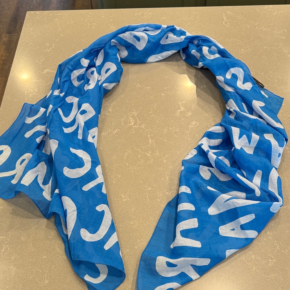 Marc by Marc Jacobs Blue and White Logo Print Scarf
